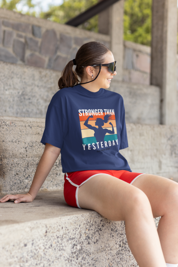 Stronger Than Yesterday Graphic Oversized Tee - Image 3