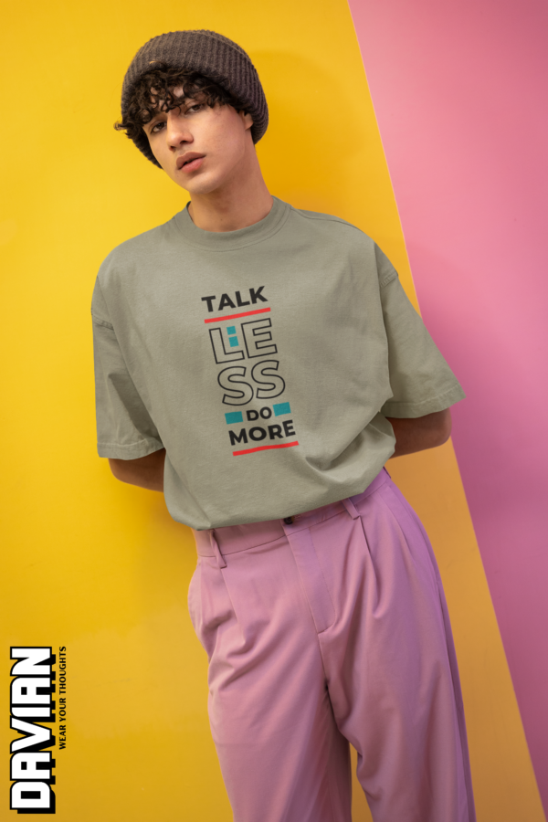 Talk Less, Do More Graphic Oversized Tee - Image 3